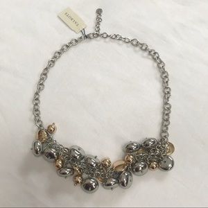 Talbots Silver Gold Chunky Bib Necklace NEW